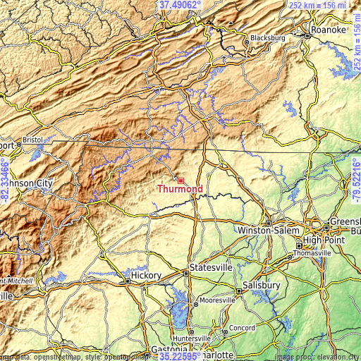 Topographic map of Thurmond