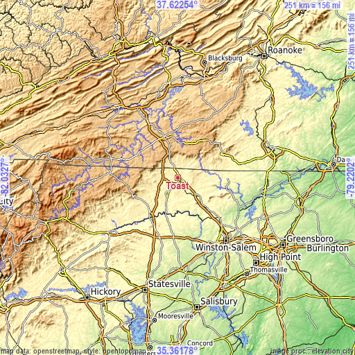 Topographic map of Toast