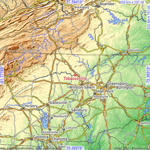 Topographic map of Tobaccoville