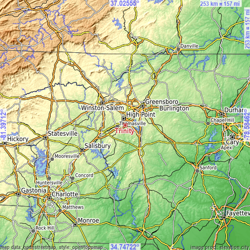 Topographic map of Trinity