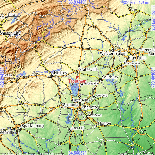 Topographic map of Troutman