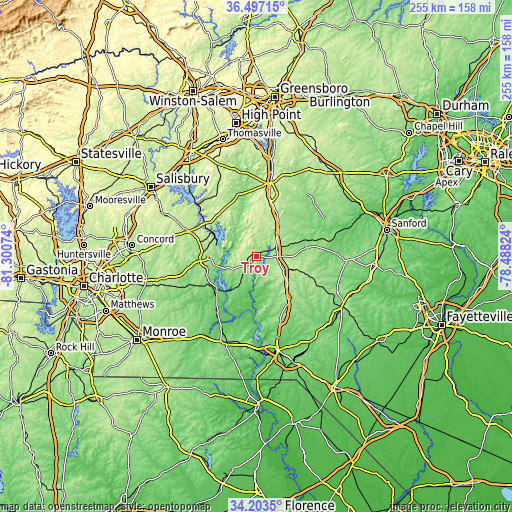 Topographic map of Troy