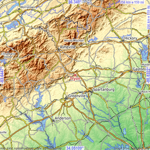 Topographic map of Tryon