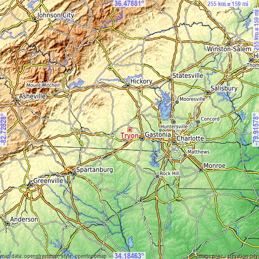 Topographic map of Tryon