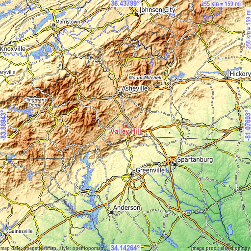 Topographic map of Valley Hill