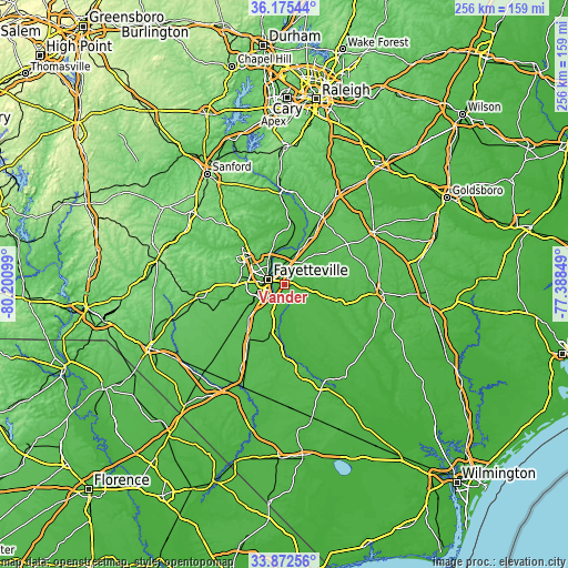 Topographic map of Vander