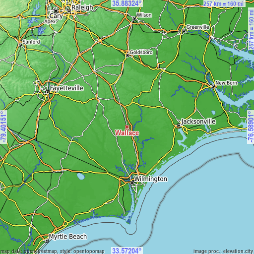 Topographic map of Wallace