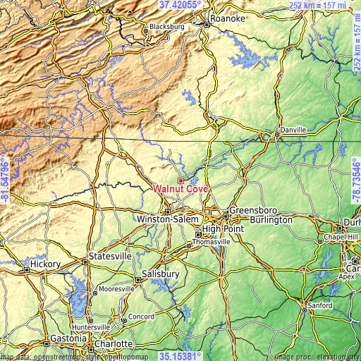 Topographic map of Walnut Cove