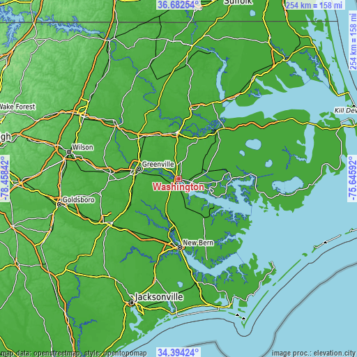 Topographic map of Washington