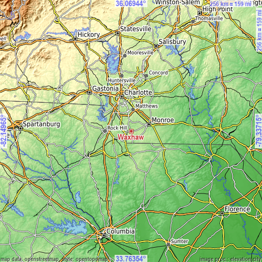 Topographic map of Waxhaw