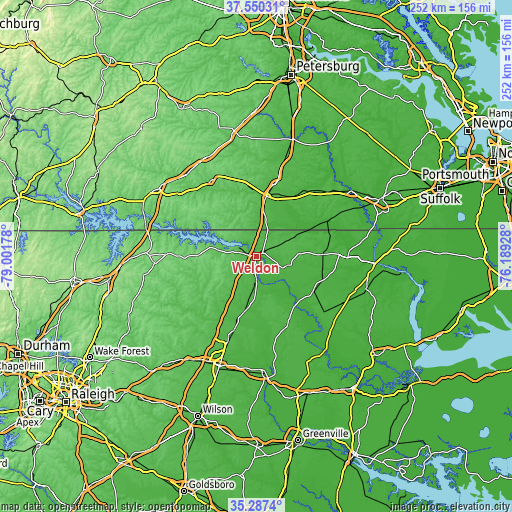 Topographic map of Weldon