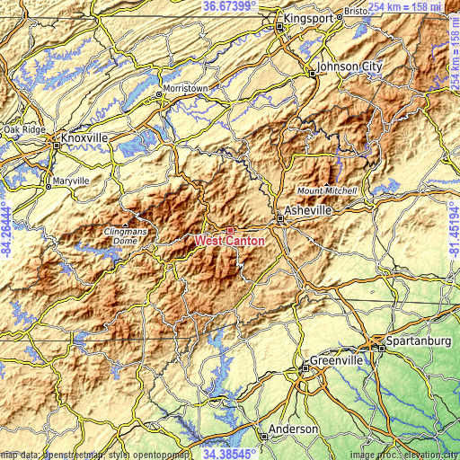 Topographic map of West Canton