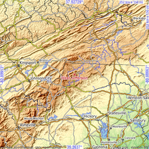 Topographic map of West Jefferson