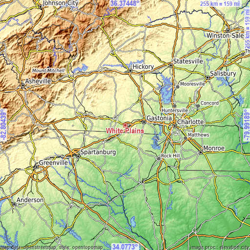 Topographic map of White Plains