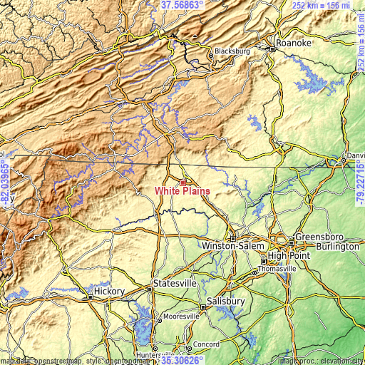 Topographic map of White Plains