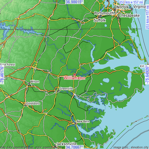 Topographic map of Williamston