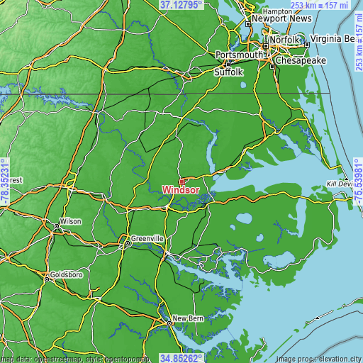 Topographic map of Windsor