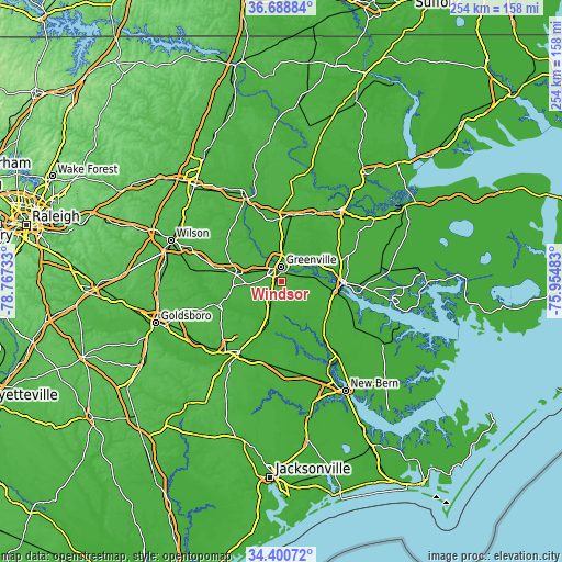 Topographic map of Windsor