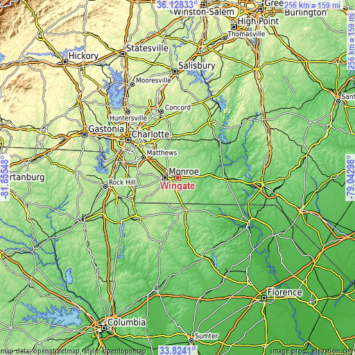 Topographic map of Wingate