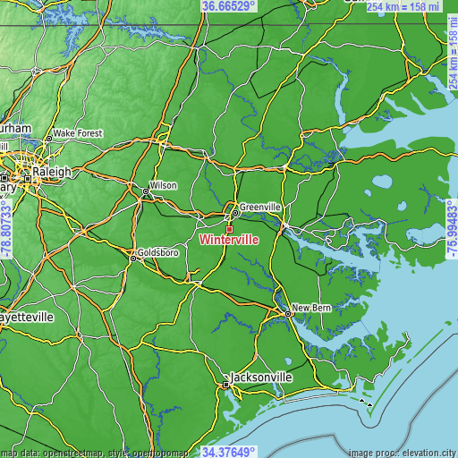 Topographic map of Winterville