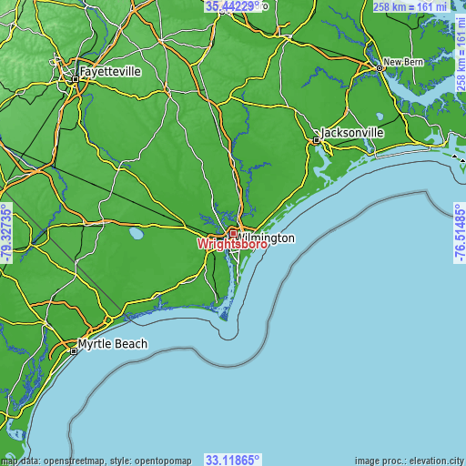 Topographic map of Wrightsboro