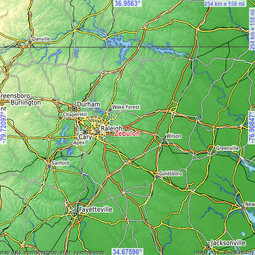 Topographic map of Zebulon