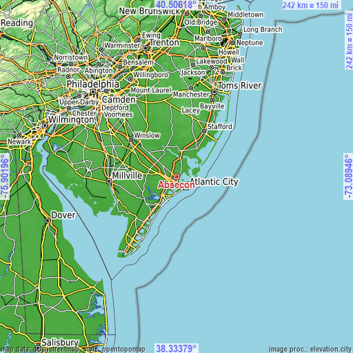 Topographic map of Absecon