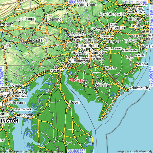 Topographic map of Alloway