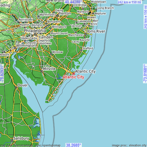 Topographic map of Atlantic City