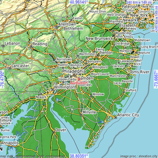 Topographic map of Audubon