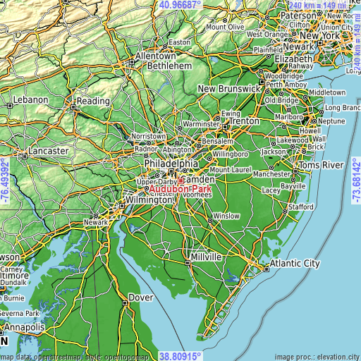 Topographic map of Audubon Park