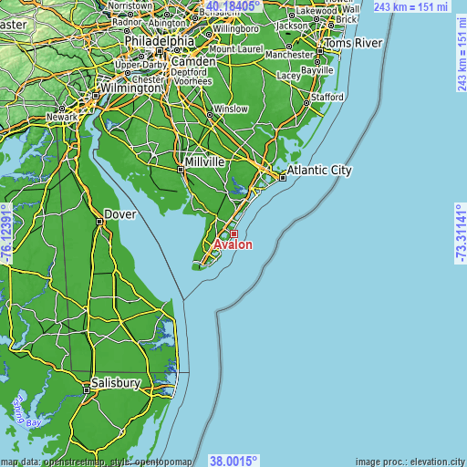 Topographic map of Avalon