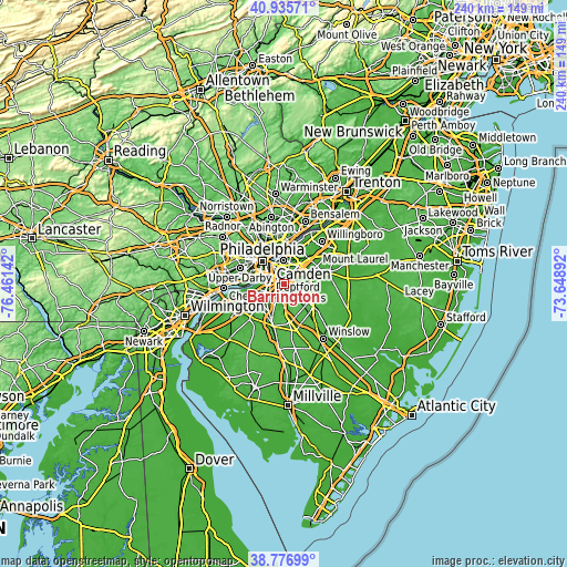 Topographic map of Barrington