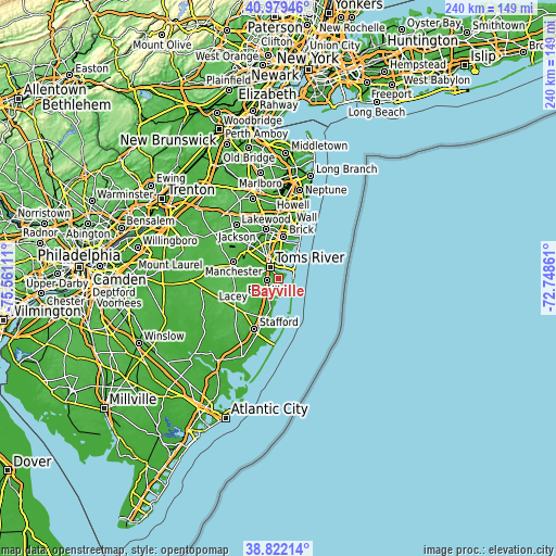 Topographic map of Bayville