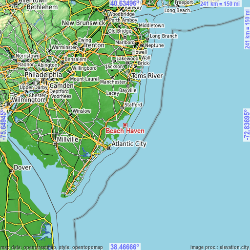 Topographic map of Beach Haven