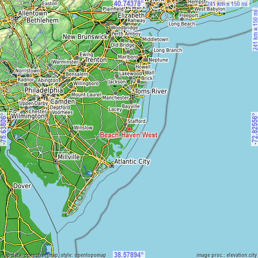 Topographic map of Beach Haven West