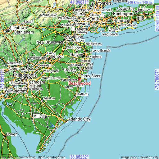 Topographic map of Beachwood