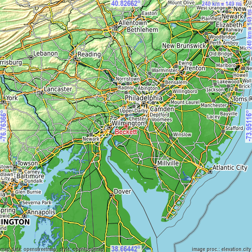 Topographic map of Beckett