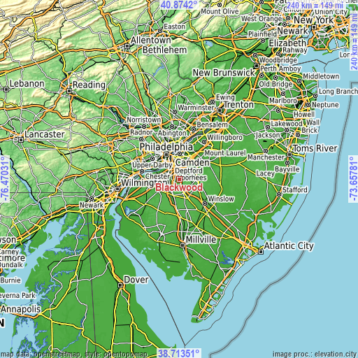 Topographic map of Blackwood