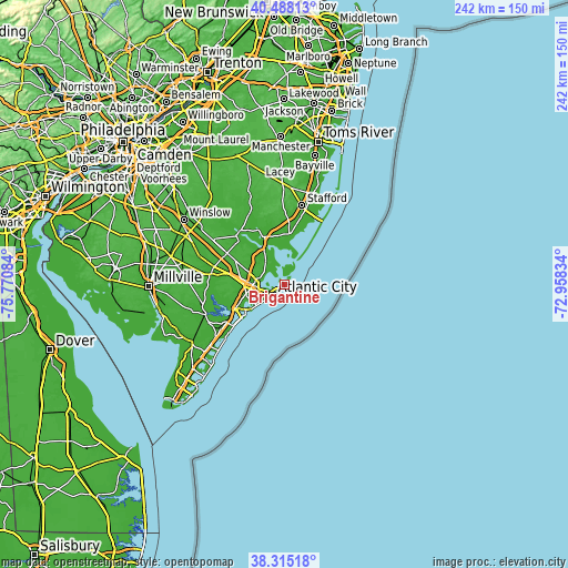 Topographic map of Brigantine