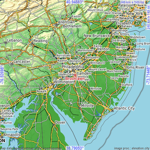 Topographic map of Brooklawn