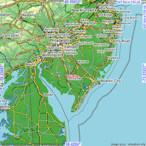 Topographic map of Buena