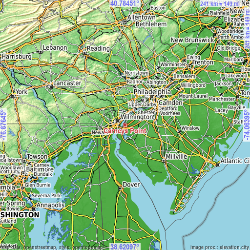 Topographic map of Carneys Point