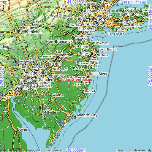 Topographic map of Cedar Glen Lakes