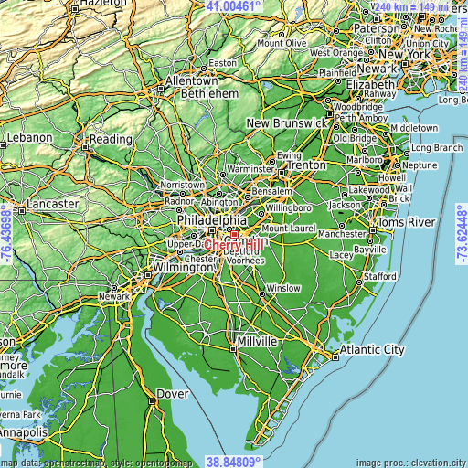 Topographic map of Cherry Hill