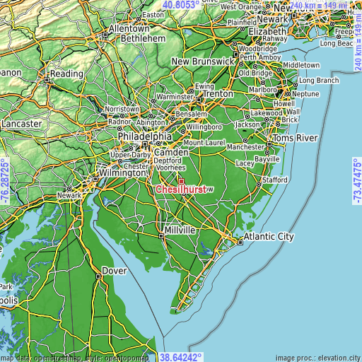 Topographic map of Chesilhurst