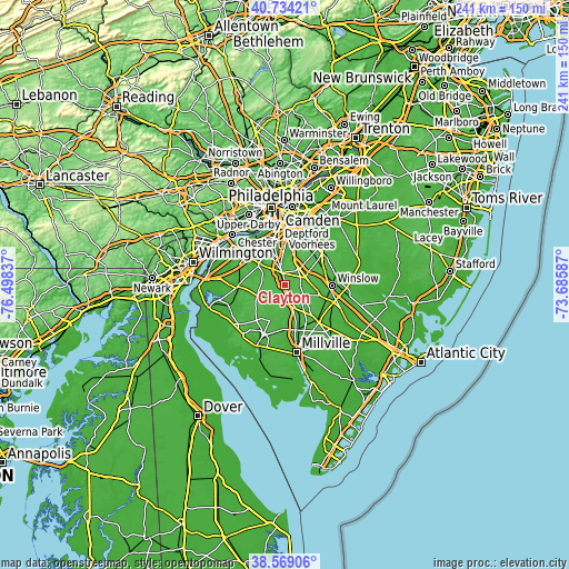 Topographic map of Clayton