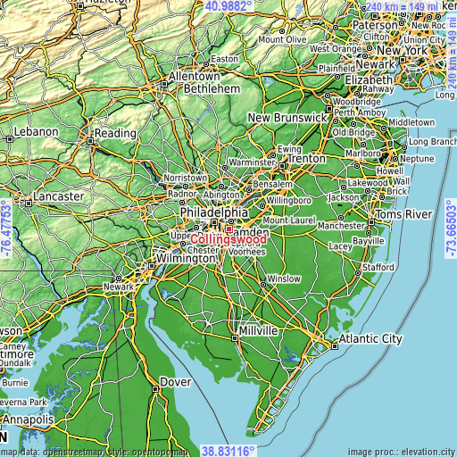 Topographic map of Collingswood