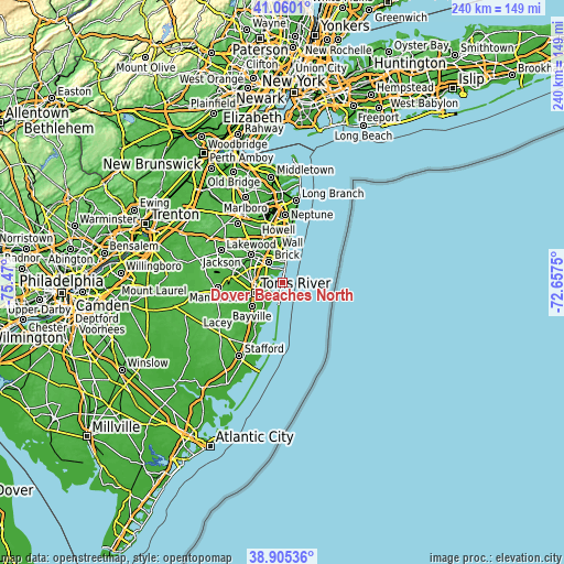 Topographic map of Dover Beaches North