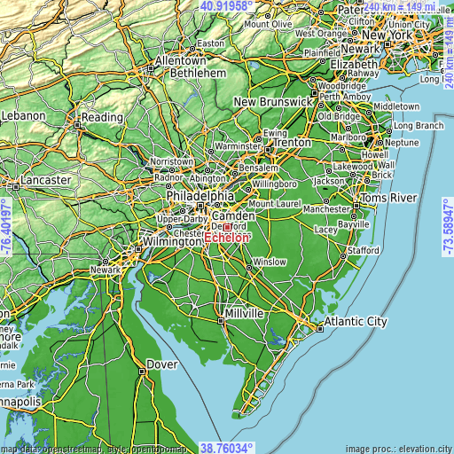 Topographic map of Echelon